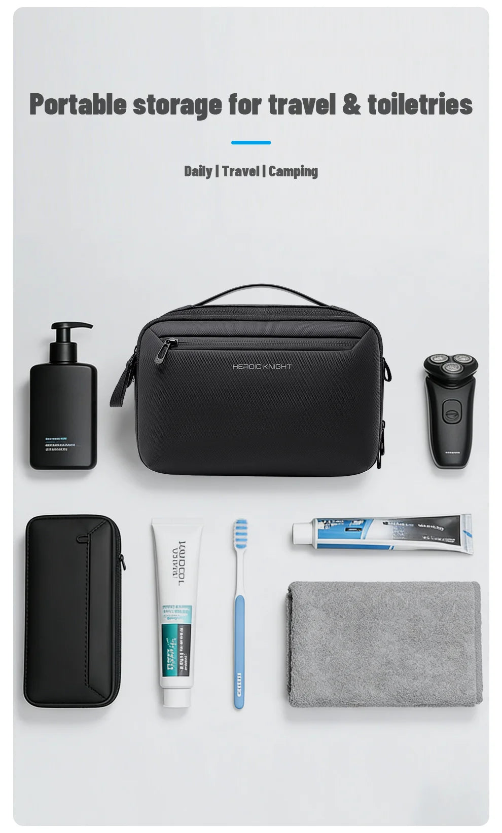 HK Toiletry Bag for Men Portable Pouch Travel Organizer Bag Dopp-kit Waterproof Shaving Pack Makeup Cosmetic Bag Storag Bath Bag