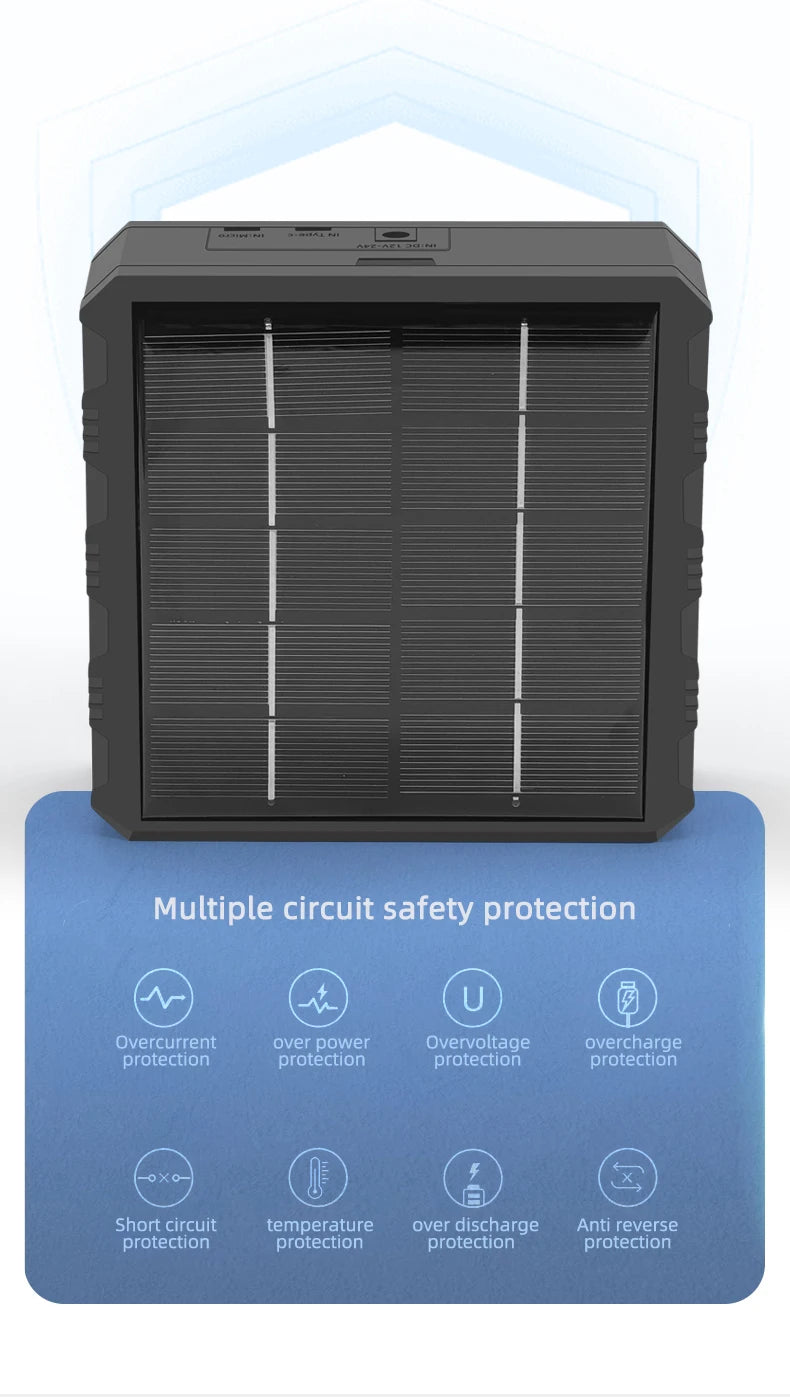 Solar Lithium Battery Smart Charger Type-C USB Four-Slot Multi-Function Outdoor Charger for 3.7V 18650/26650/21700 Batteries