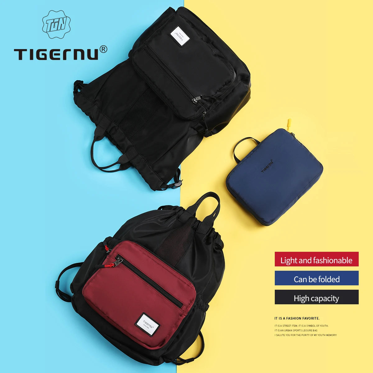 Tigernu Women Backpack Bags Foldable Backpacks Men Child Schoolbag 14'' Laptop Backpack Lightweight Travel Bags School Backpacks