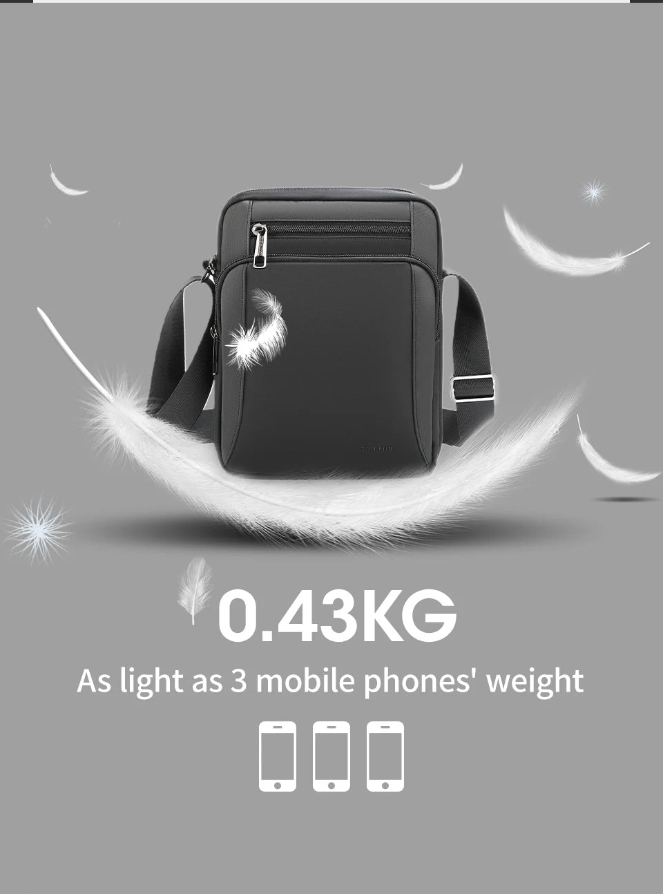 Tigernu Men's Shoulder Bag Male Business Bag Messenger Bag Waterproof Crossbody Bags For Men Lightweight Shoulder Sling Bag Male