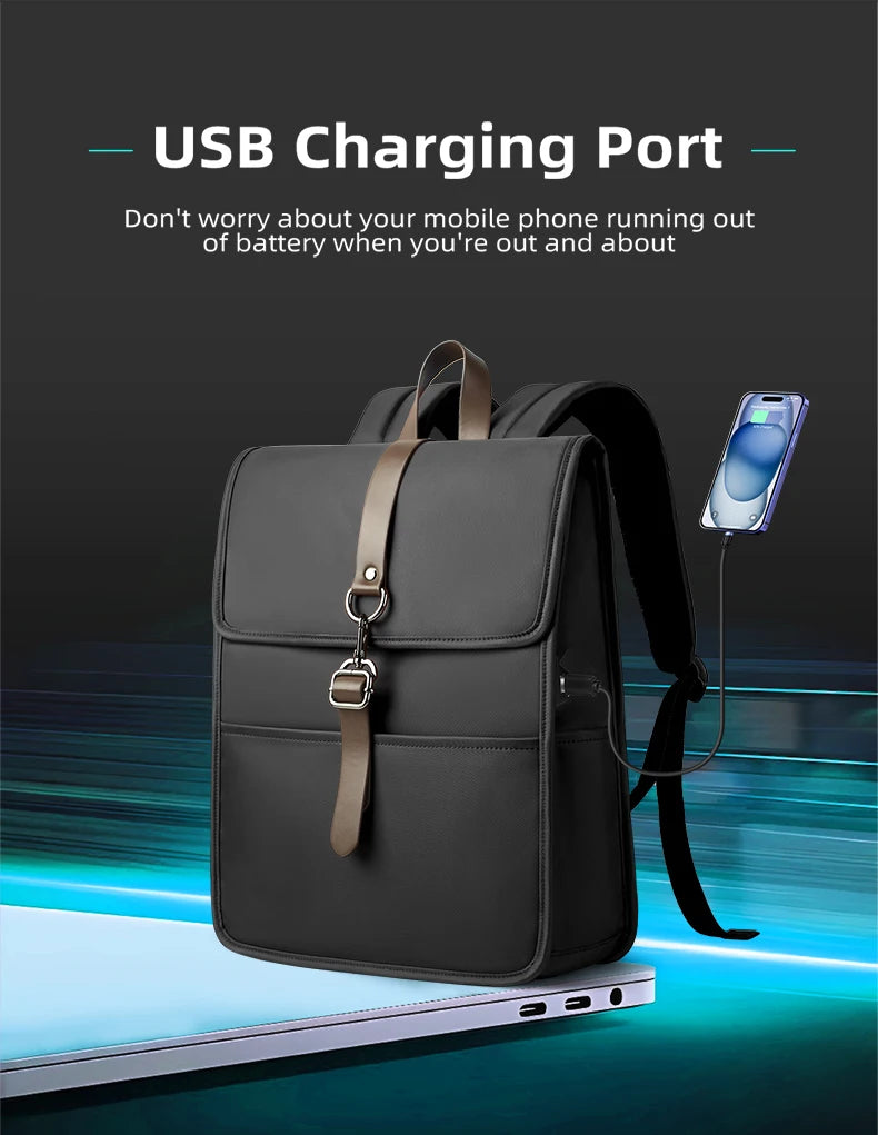 HK Classic Business Backpack For Men Casual 15.6 Inch Laptop Bag With USB Waterproof College School Bags Work Office Rucksacks