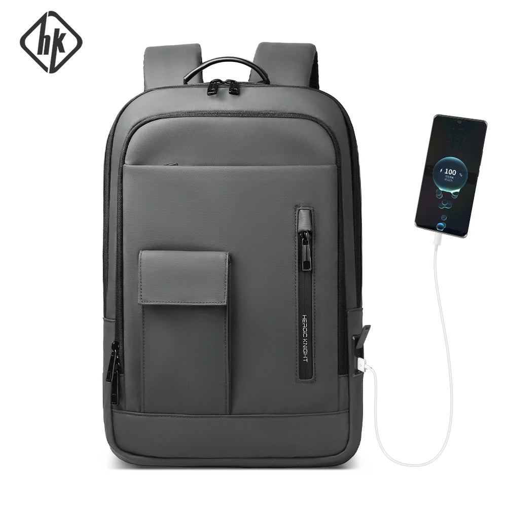 HK Lightweight Business Backpack Men Waterproof 15.6 inch Laptop Backpack with USB Port Anti-theft College Computer Bag for Work