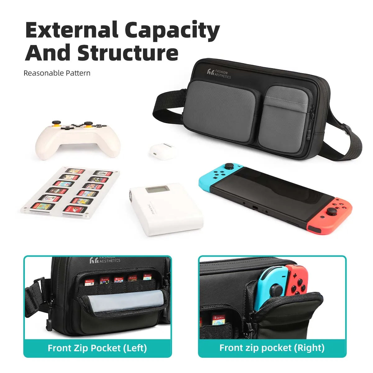 HK Lightweight Crossbody Bag For Men Waterproof Shoulder Messenger Bag Compatible With Handheld Game Console Travel Chest Pouch