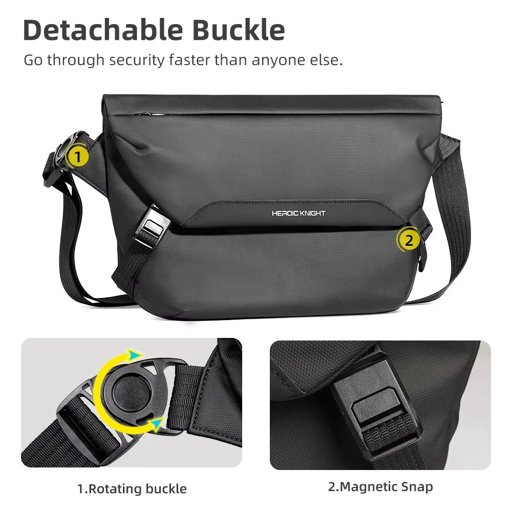 HK Minimalist Crossbody Bag for Men Waterproof Shoulder Messenger Bag Lightweight Sling Pack Casual Travel Chest Bag Shool Bag