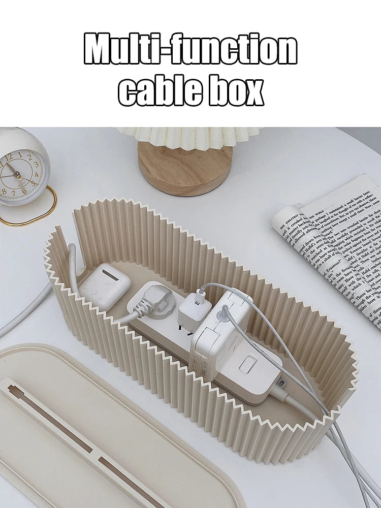 Household Socket Board Organizer Box with Lid for Home Office Desk - Multifunctional Cord Hider To Hide Wires, Cables, Sockets