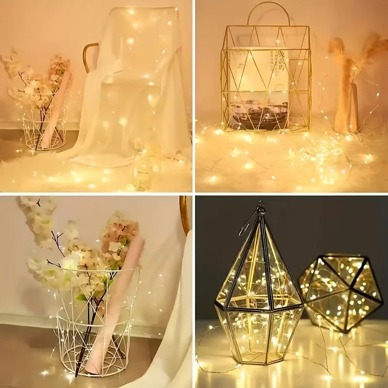 Solar String Lights Outdoor Waterproof 8 Modes LED Copper Wire Fairy Lights with Solar Panel for Garden Patio Yard Tree Decor