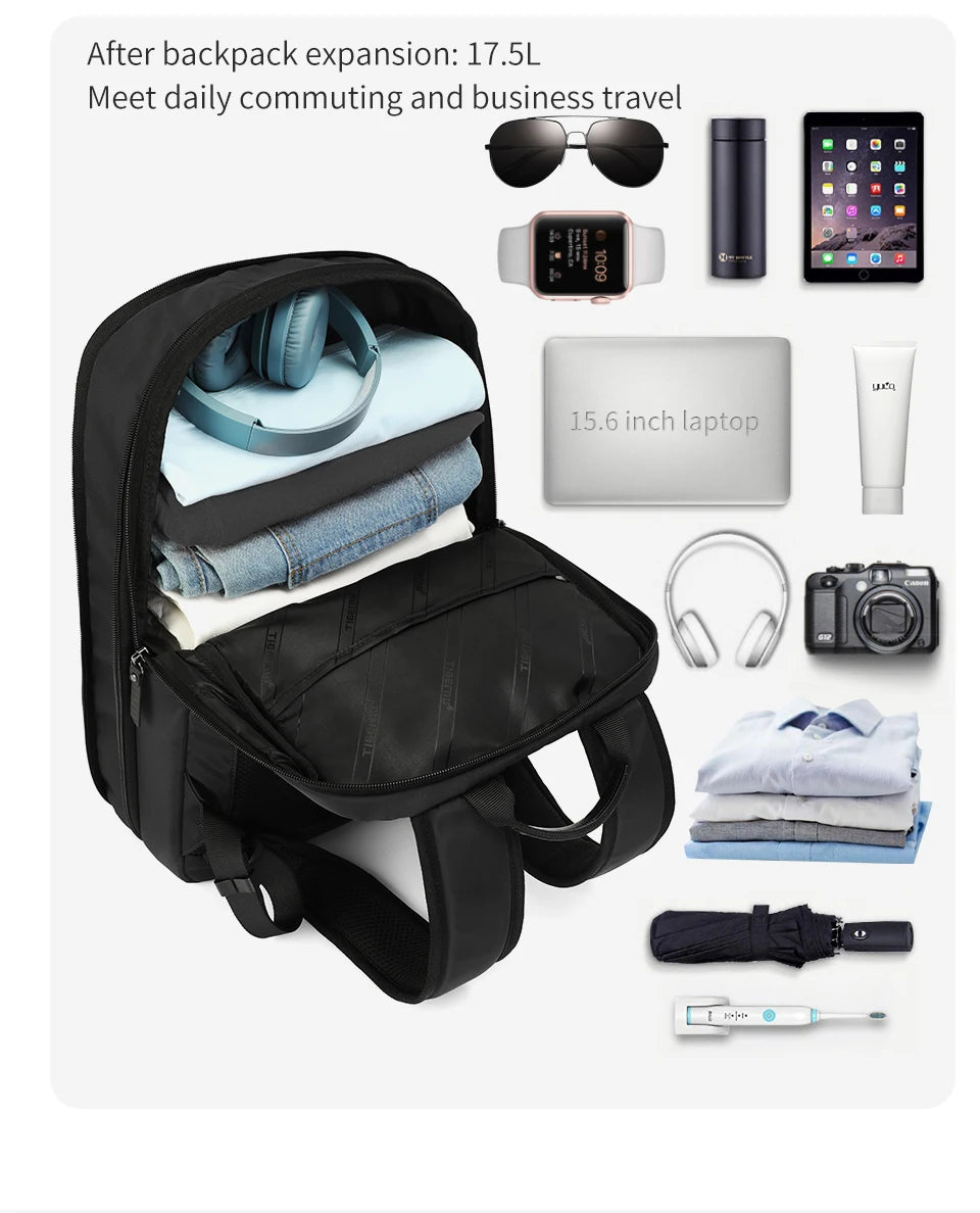 Tigernu Expandable Backpacks For Men 15.6inch Laptop Backpack Bags College Thin Travel Bags Male Lightweight Schoolbag Knapsack