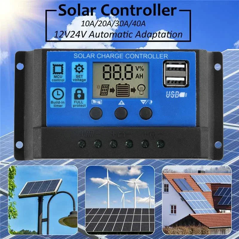 Solar Power System Kit Battery Charger 30W Solar Panel 10-60A Charge Controller Complete Power Generation Home Grid Camp