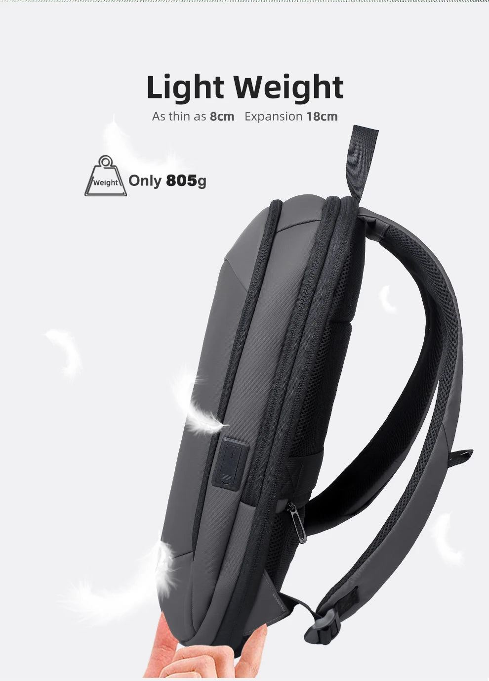 HK Business Backpack for Men 17 Inch Laptop Backpack with USB Port Slim Expandable Waterproof Travel Bag Large Work Computer Bag