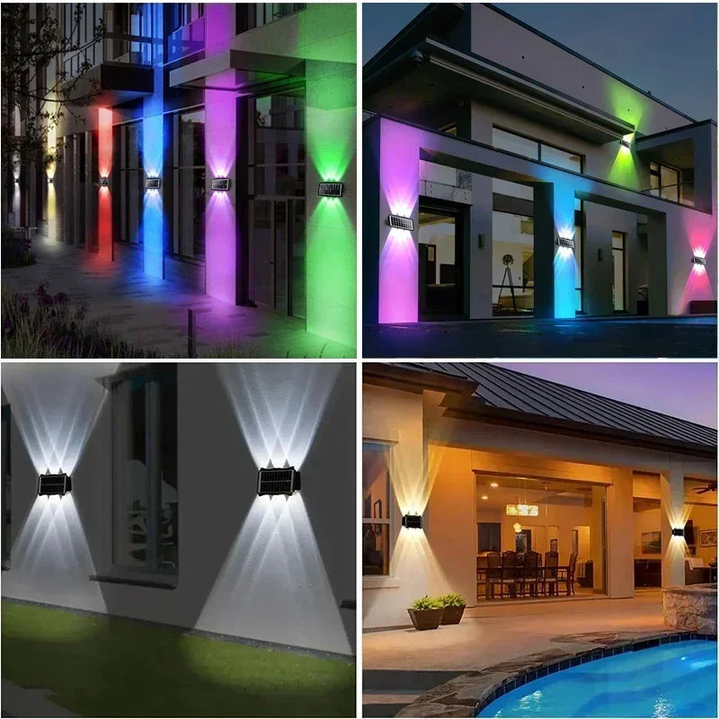 Solar Wall Washer Light Up and Down Lighting Outdoor Solar Fence Lights Waterproof Wall Lamp for Yard Garage Walkway Porch Decor