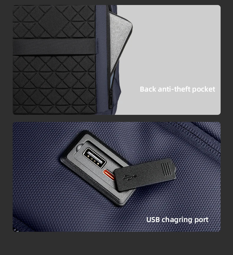 HK Business Travel Backpack Men Waterproof  17.3 Inch Laptop Backpack with USB Port Casual Daypack for Work College Computer Bag