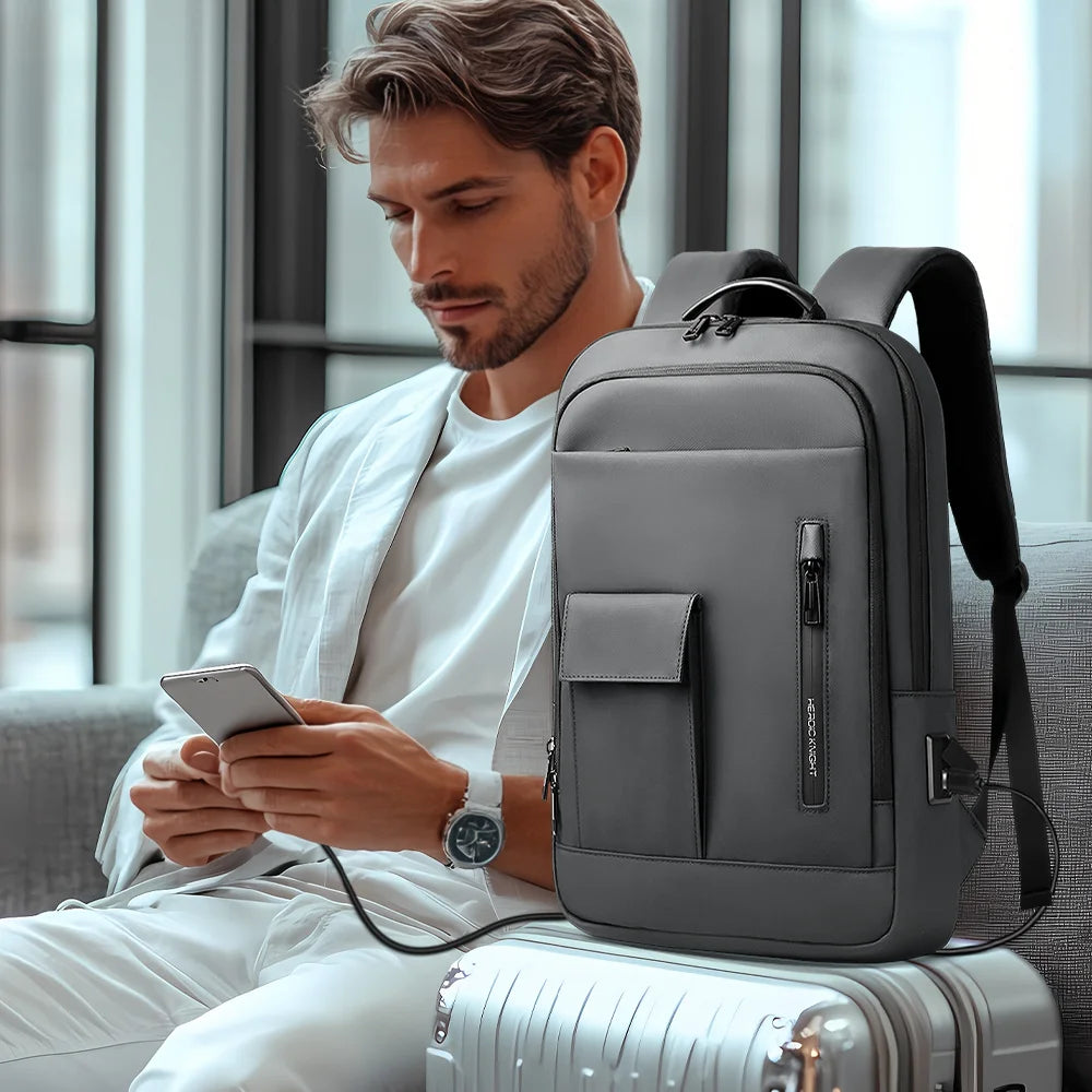 HK Lightweight Business Backpack Men Waterproof 15.6 inch Laptop Backpack with USB Port Anti-theft College Computer Bag for Work