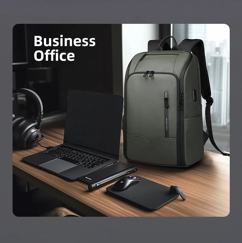 HK Business Travel Backpack Men Waterproof 15.6 inch Laptop Backpack with USB Port Anti-theft Computer College Bag Casual Daypac