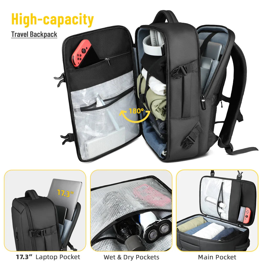 HK Travel Boarding Backpack Multifunctional 17 inch Laptop Bag Large Capacity Business Backpack Leisure Computer Bag Short Trip