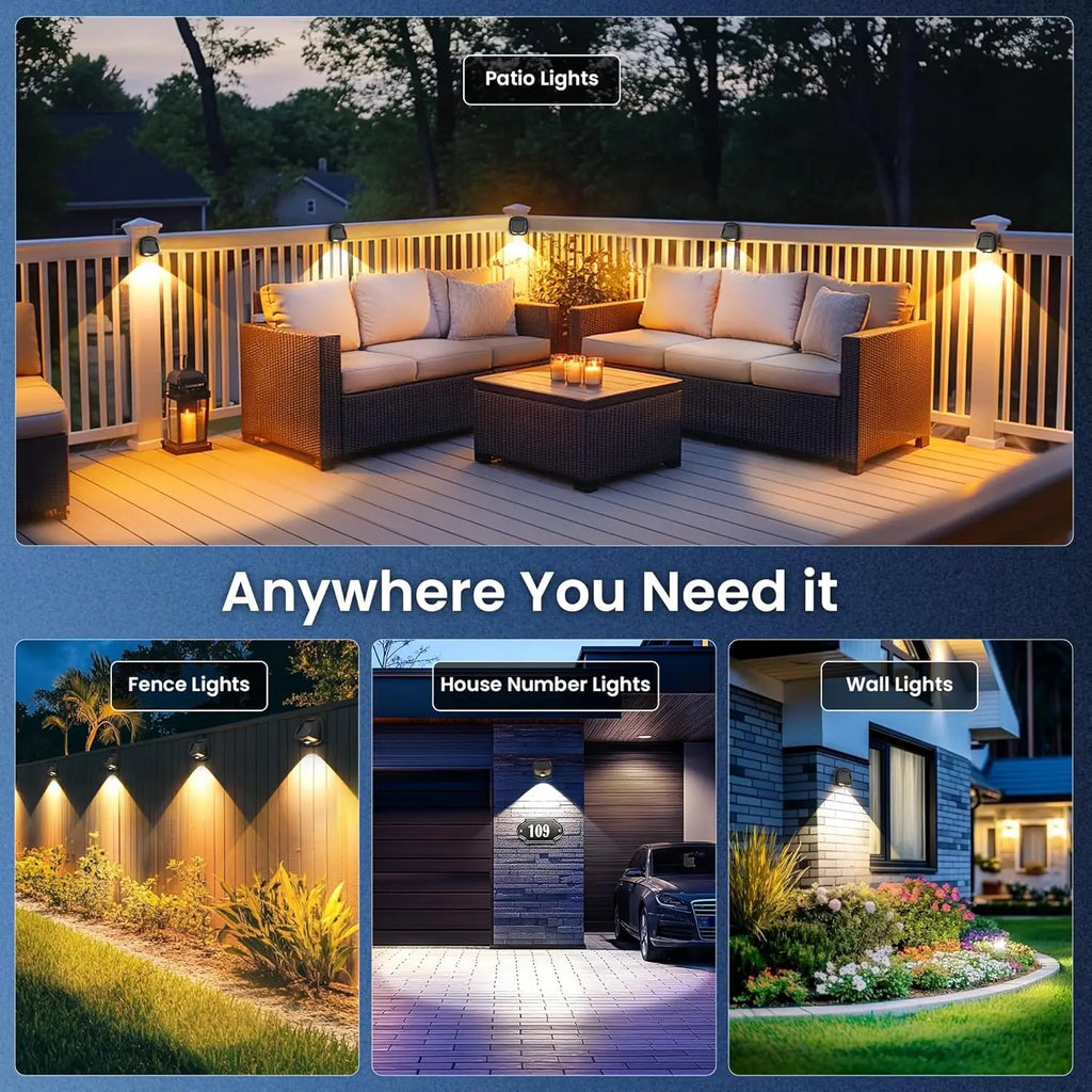 Solar Wall Lights Solar Lights Outdoor Waterproof Glow LED Fence Lights for Backyard Patio Deck Railing Stair Handrail Pool Wall