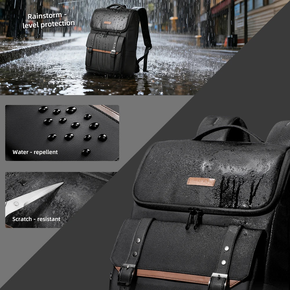 HK Vintage 17.3 inch Laptop Backpack Men Anti-theft Travel Backpack Waterproof Business Computer Bag Daily College Daypack Male