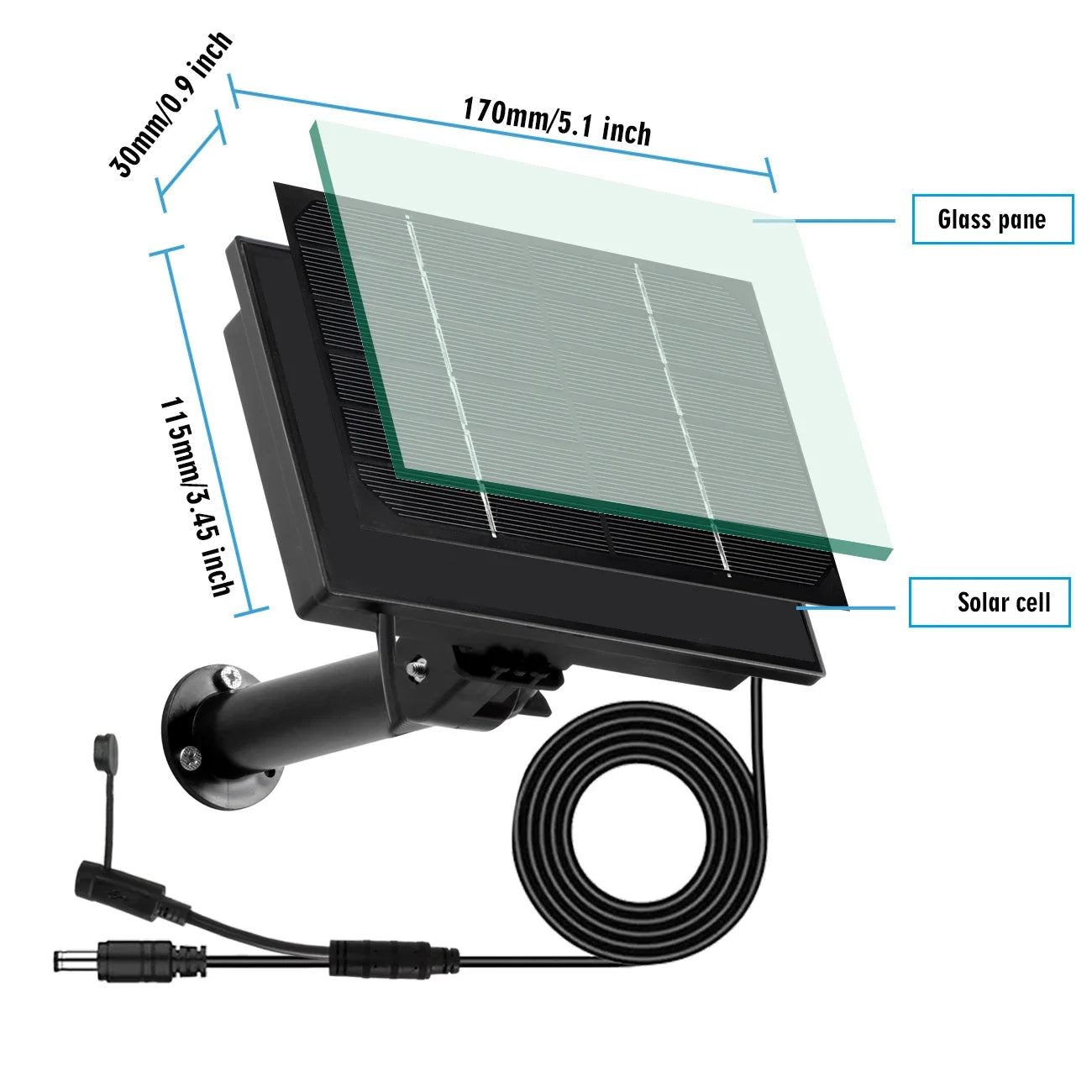 4W Solar Panel Waterproof Micro USB/TypeC Output 5V Solar Cells Charge Install 18650 Battery Outdoor For Leds or Remote Sensors