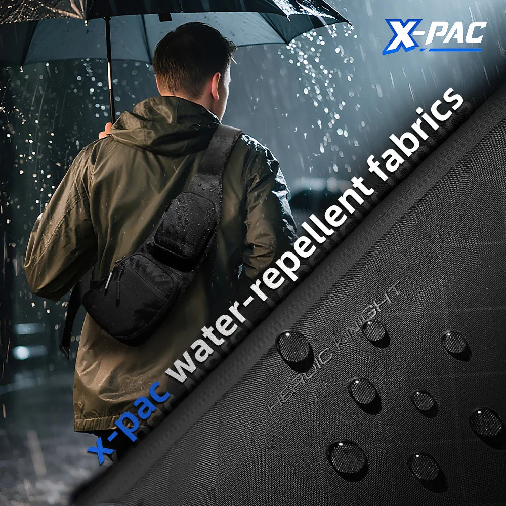 HK Waterproof Men's Shoulder Bag X-Pac Fabric Crossbody Chest Bag Phone Pouch Outdoor Travel Sling Pack Hiking Cycling Side Bags
