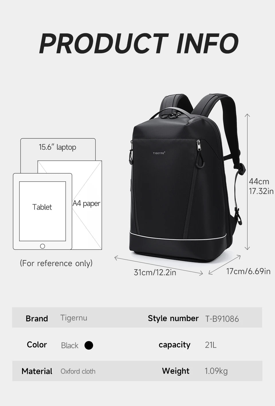 Tigernu Durable Fashion Backpack Men Large‑Capacity Travel Backpack With Shoes Pocket 180° Opening Bags Male School Backpack Lap