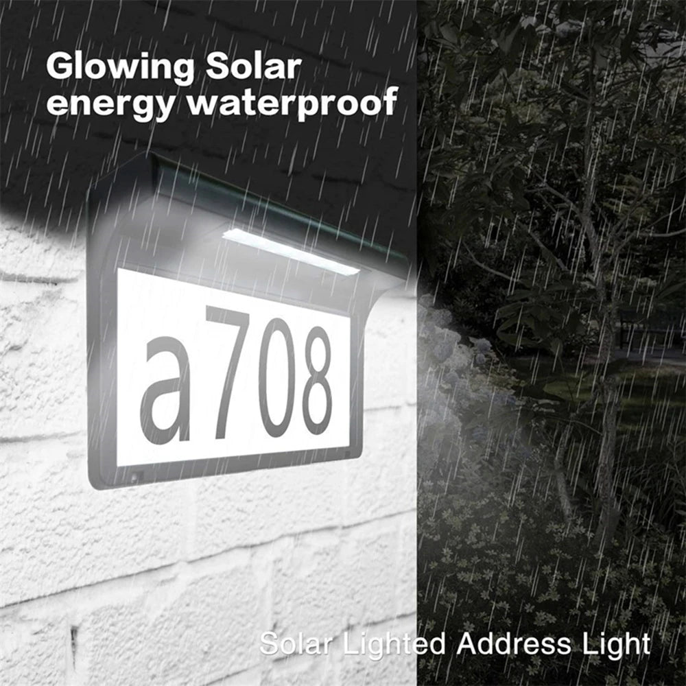 Solar House Number Lights Outdoor Waterproof LED Address Sign Lamp Wireless Sunpower Garden Door Decorative Plaque Wall Light