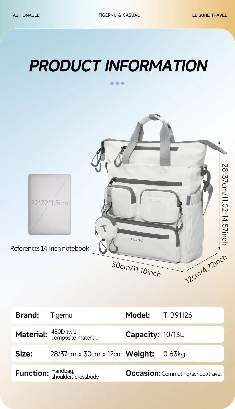 Tigernu Fashion Backpack For Women School Bags Shoulder Bags Female Travel Bags Crossbody Bags Cabin Bags Handbag