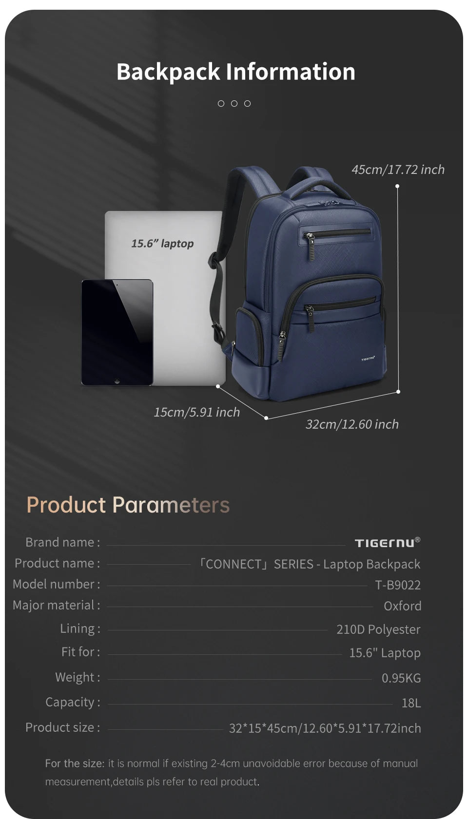 Tigernu Travel Backpack Bags 15.6inch Laptop Backpacks For Men Waterproof School Backpacks Business Bags Knapsack Connect Series