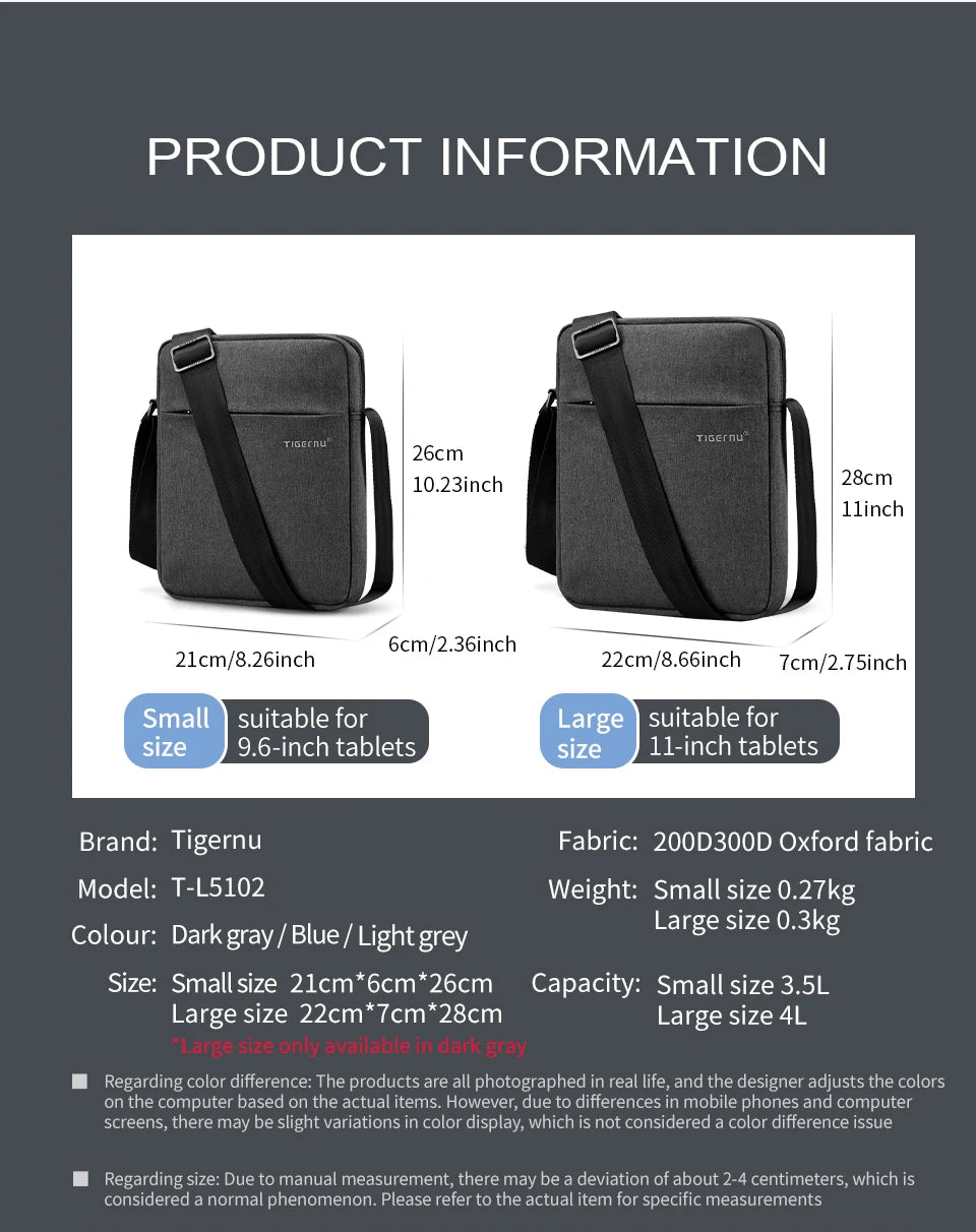 Tigernu HOT SELLING Bags For Men Messenger Bag Casual Shoulder Pack Male Crossbody Bolsa Mini Bag Sling Bags Ipad Travel Package