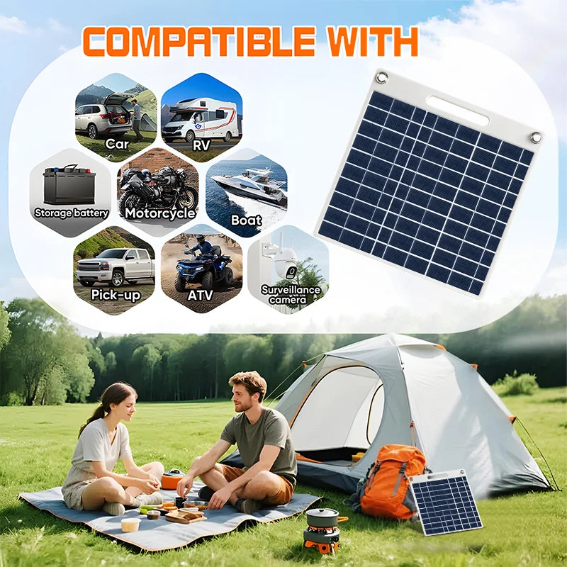 7W Solar Battery Charger Portable double USB-A Solar Panel Emergency Solar Battery Charger for Camping Hiking Doorbell Securit
