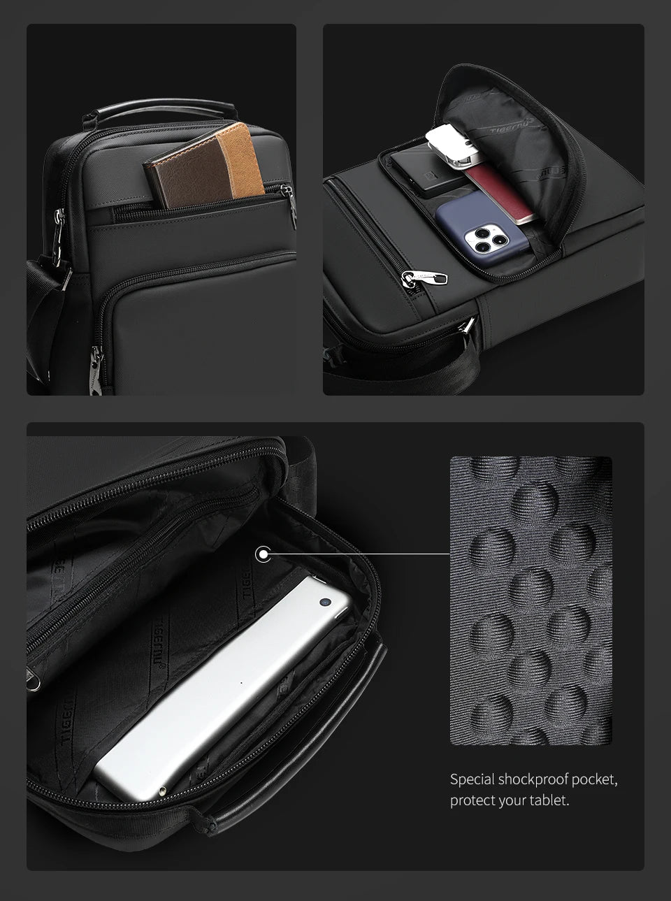 Tigernu Messenger Bags For Men Fashion Crossbody Bags 9.7inch Ipad Bag MIni Pack Men Business Bag Shoulder Bags Male Handbags