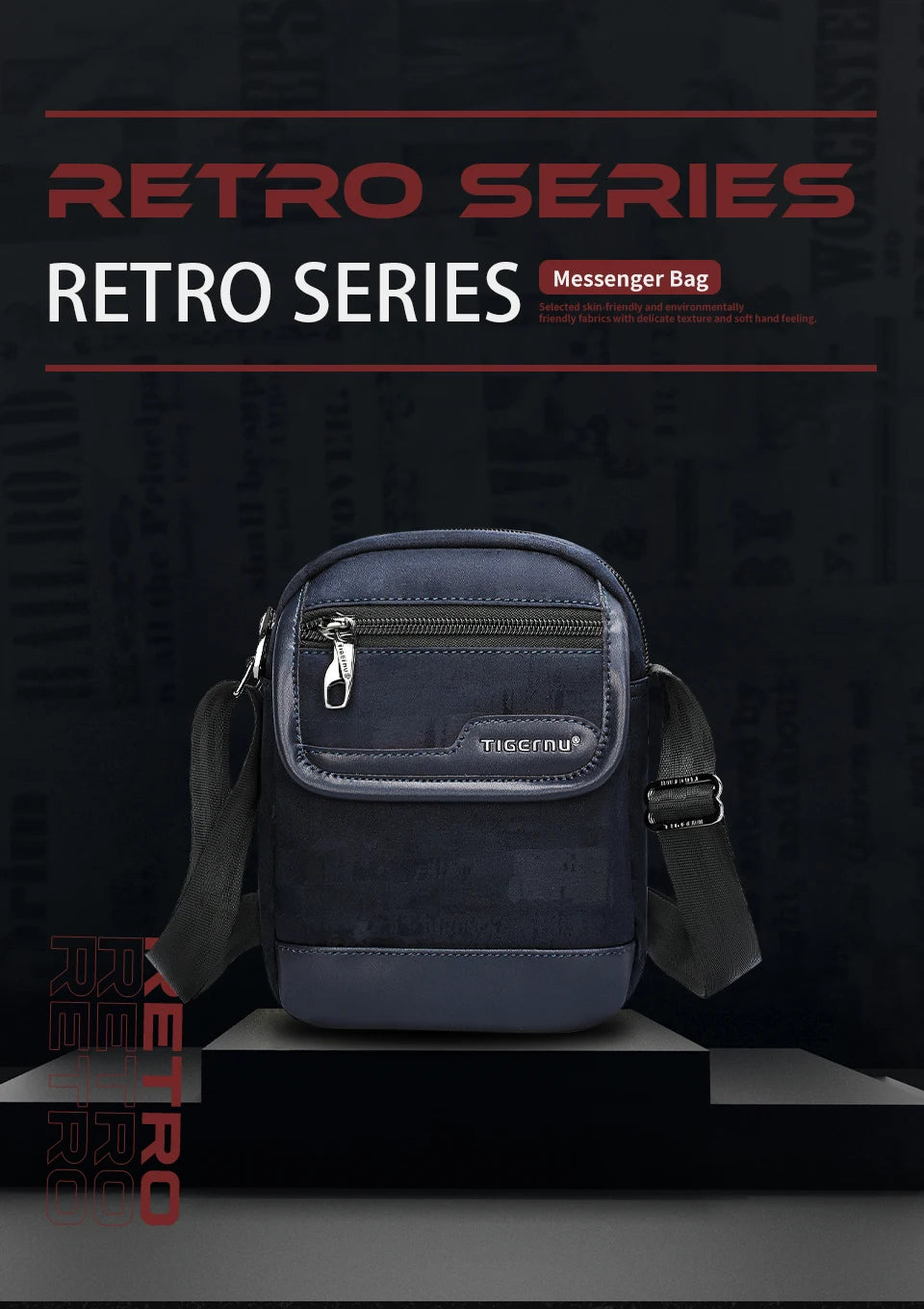Tigernu Men's Shoulder Bag Light Weight Mini Crossbody Bags Casual Travel Sling Bag College Messenger Bags For Men Retro Series