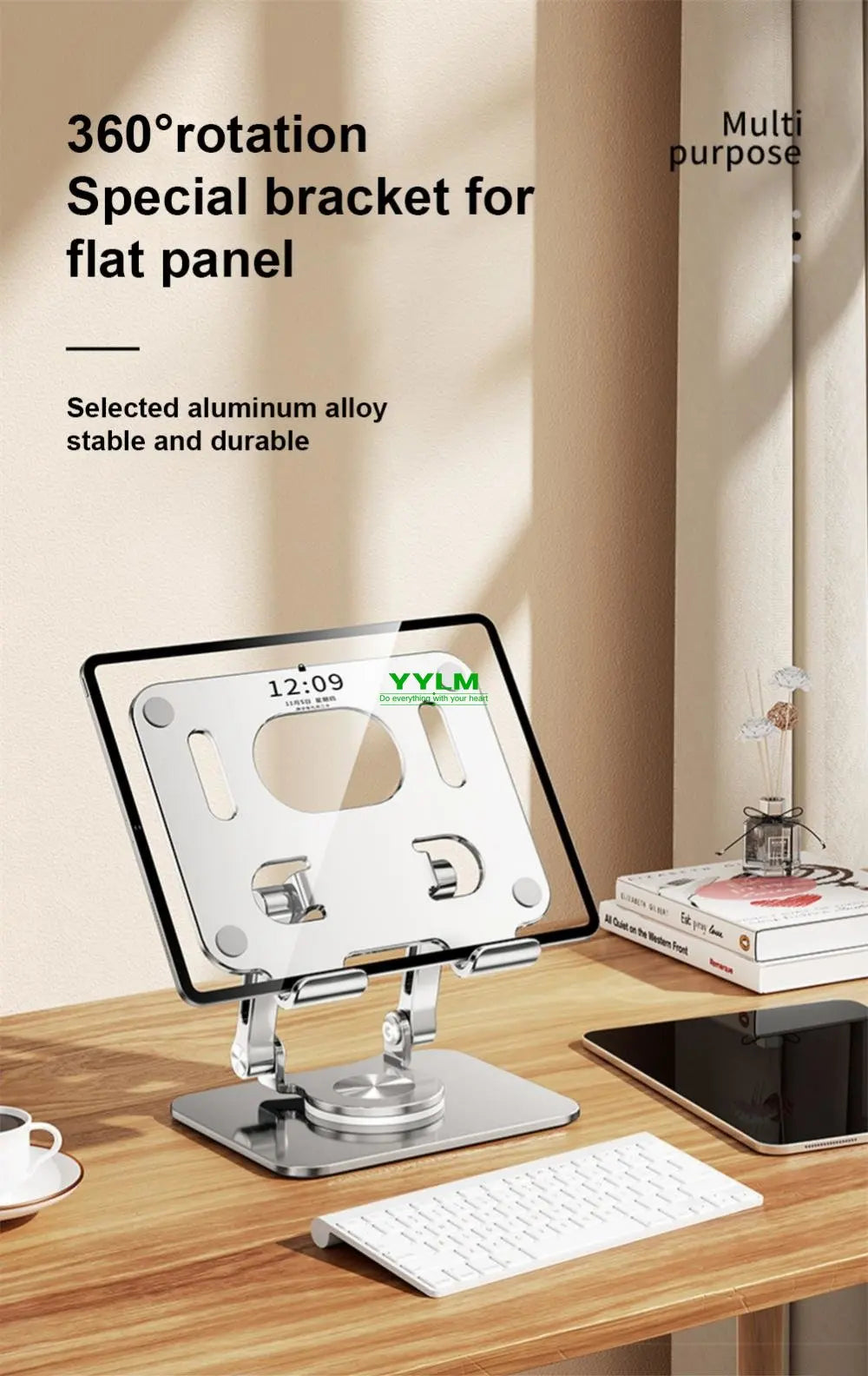 Laptop Bracket Mobile Phone Tablet Bracket Aluminum Alloy Multifunctional Desktop Lazy Bracket 360 Degree Rotation Foldable