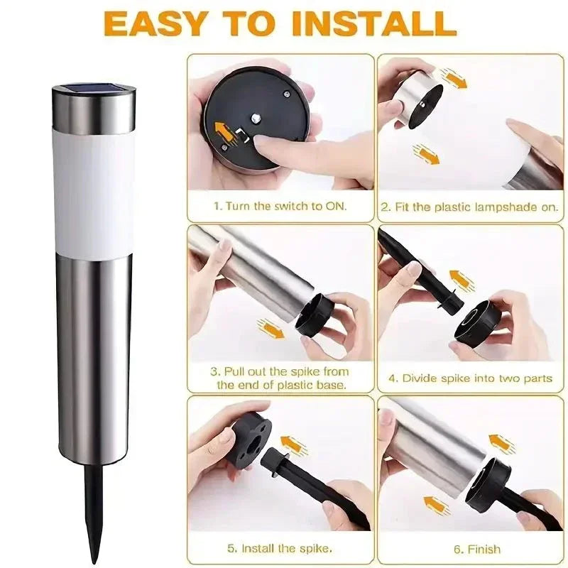 Solar Powered LED Lawn Light with Automatic Switch Durable Metal Material Ground Plug-in Courtyard Path Lighting