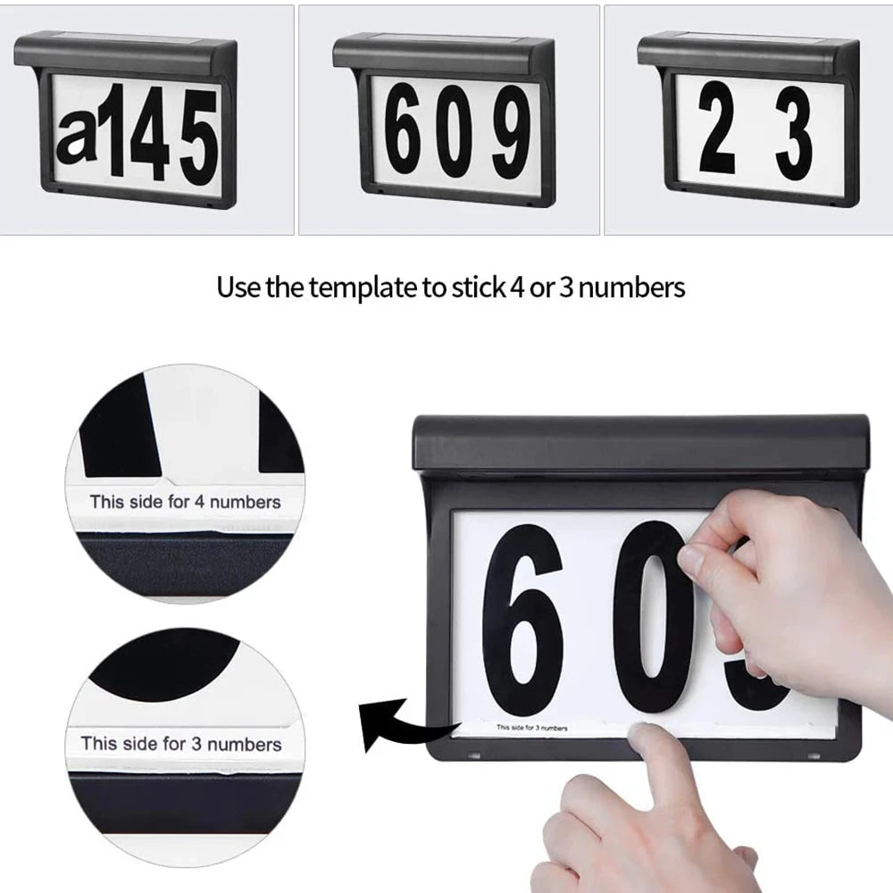 Solar House Number Lights Outdoor Waterproof LED Address Sign Lamp Wireless Sunpower Garden Door Decorative Plaque Wall Light