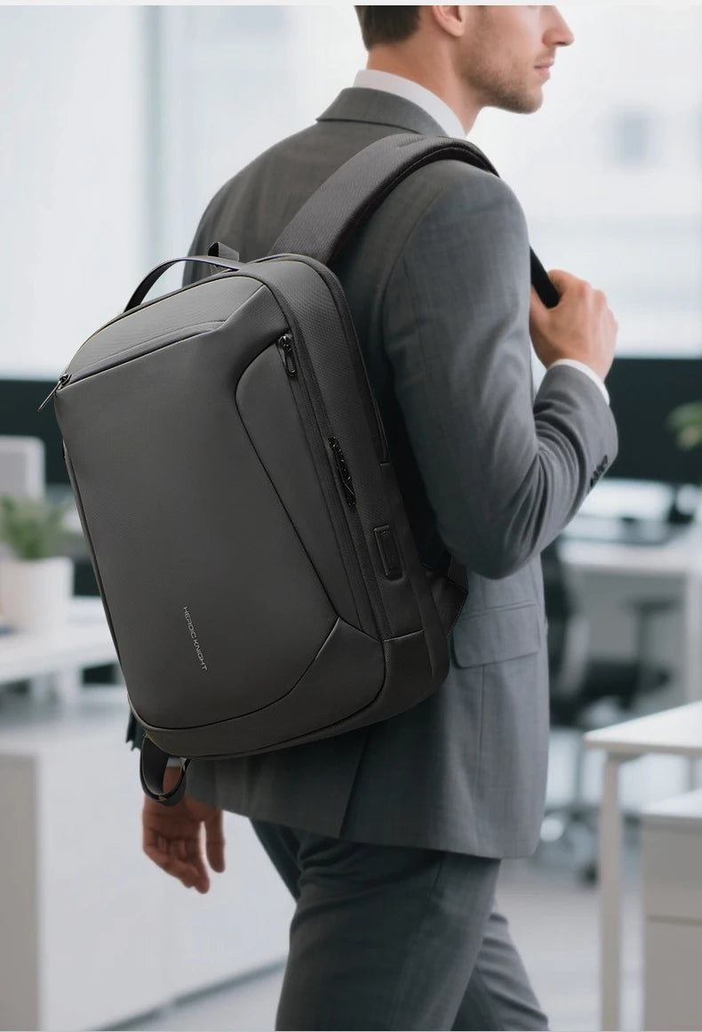 HK Business Backpack for Men 15.6 Inch Travel Laptop Backpack with USB Port Waterproof Computer Backpack Commute Casual Daypack