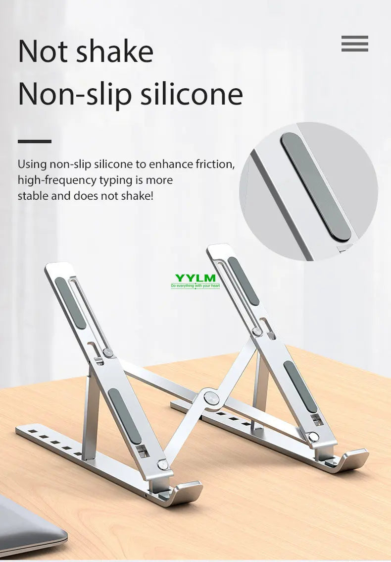 YYLM N3 Desktop Portable Aluminum Alloy Laptop Stand Foldable Heightened For iPad Bracket Notebook Metal Cooling Base In Stock