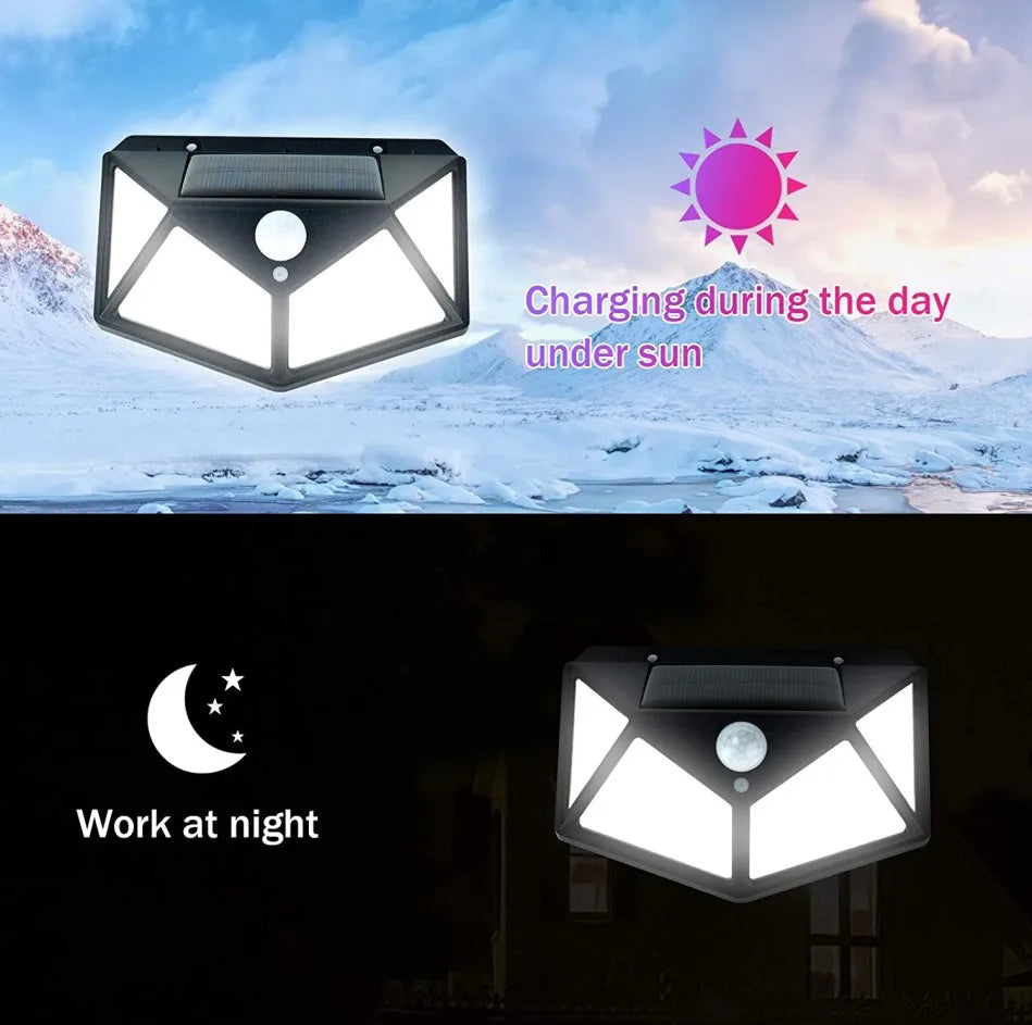 Solar Lights Outdoor 458 LED Solar Wall Lamp Waterproof Wireless Motion Sensor Security 3 Modes Garden Fence Yard Deck Garage