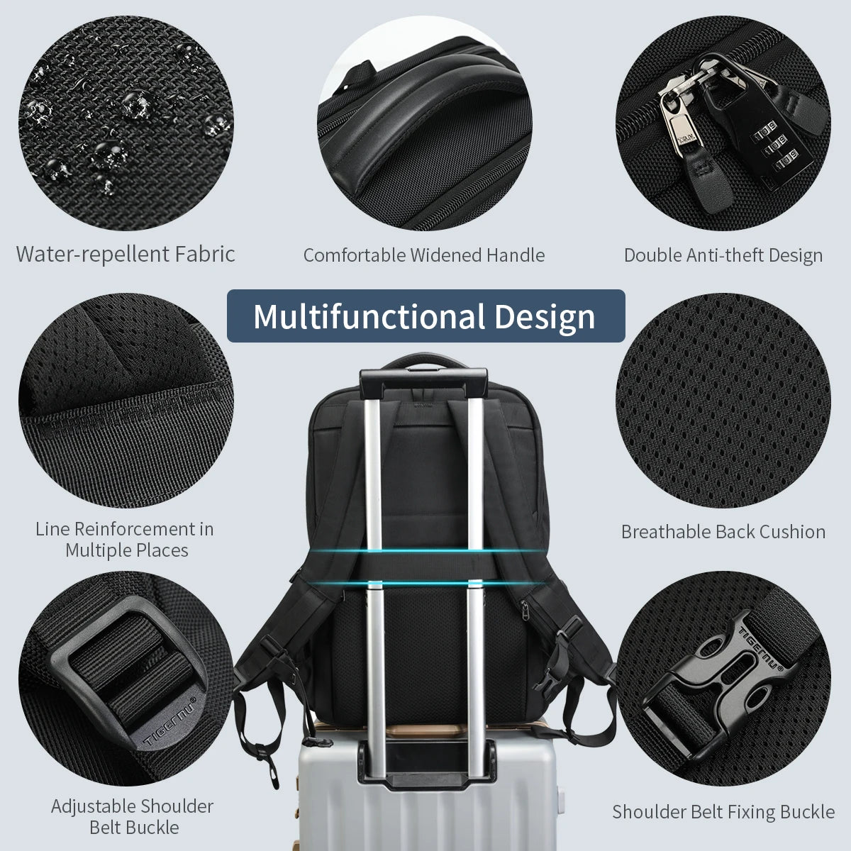 Tigernu Men Backpacks 14-15.6-17inch Laptop Backpack For Men Travel Backpacks Bags For College Business Male Backpacks Knapsack