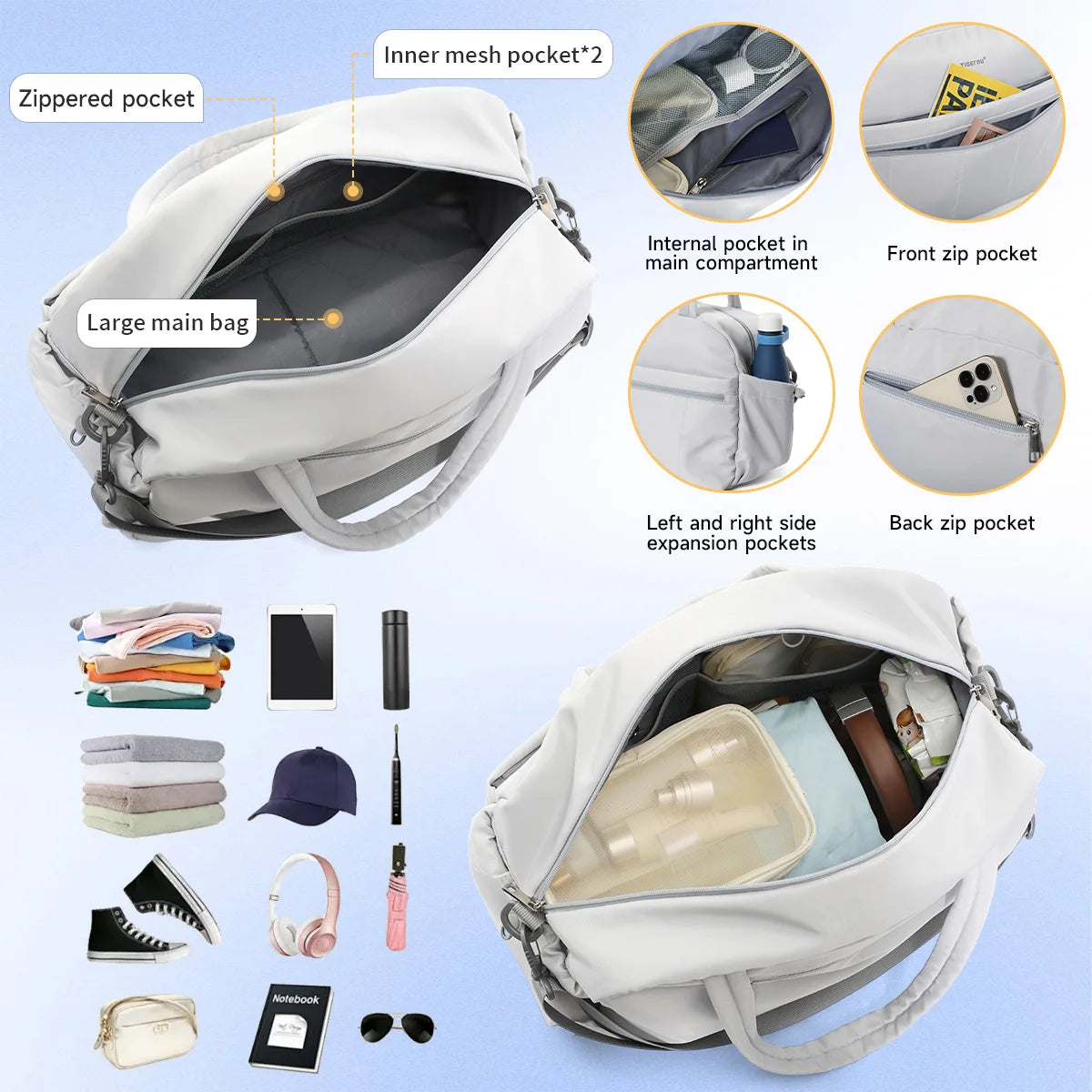 Tigernu Women Tote Bags Large Capacity Handbag Female Bags Lightweight Travel Duffle Bag Large Capacity Storage Luggage Handbag