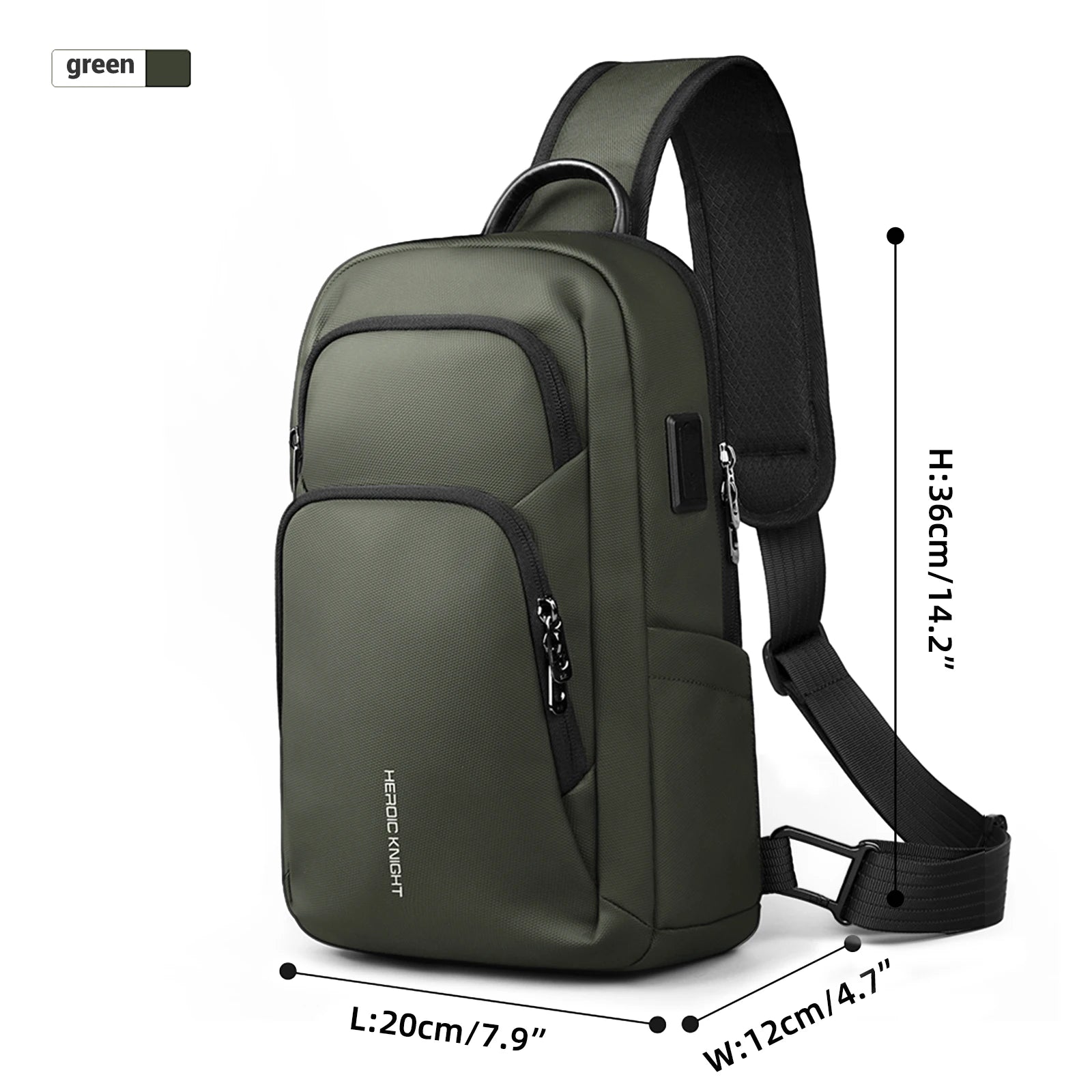 HK Multifunction Men's Shoulder Bag Oxford Crossbody Bag with USB Port Waterproof Chest Bag for Men Casual Phone Pouch SlingPack