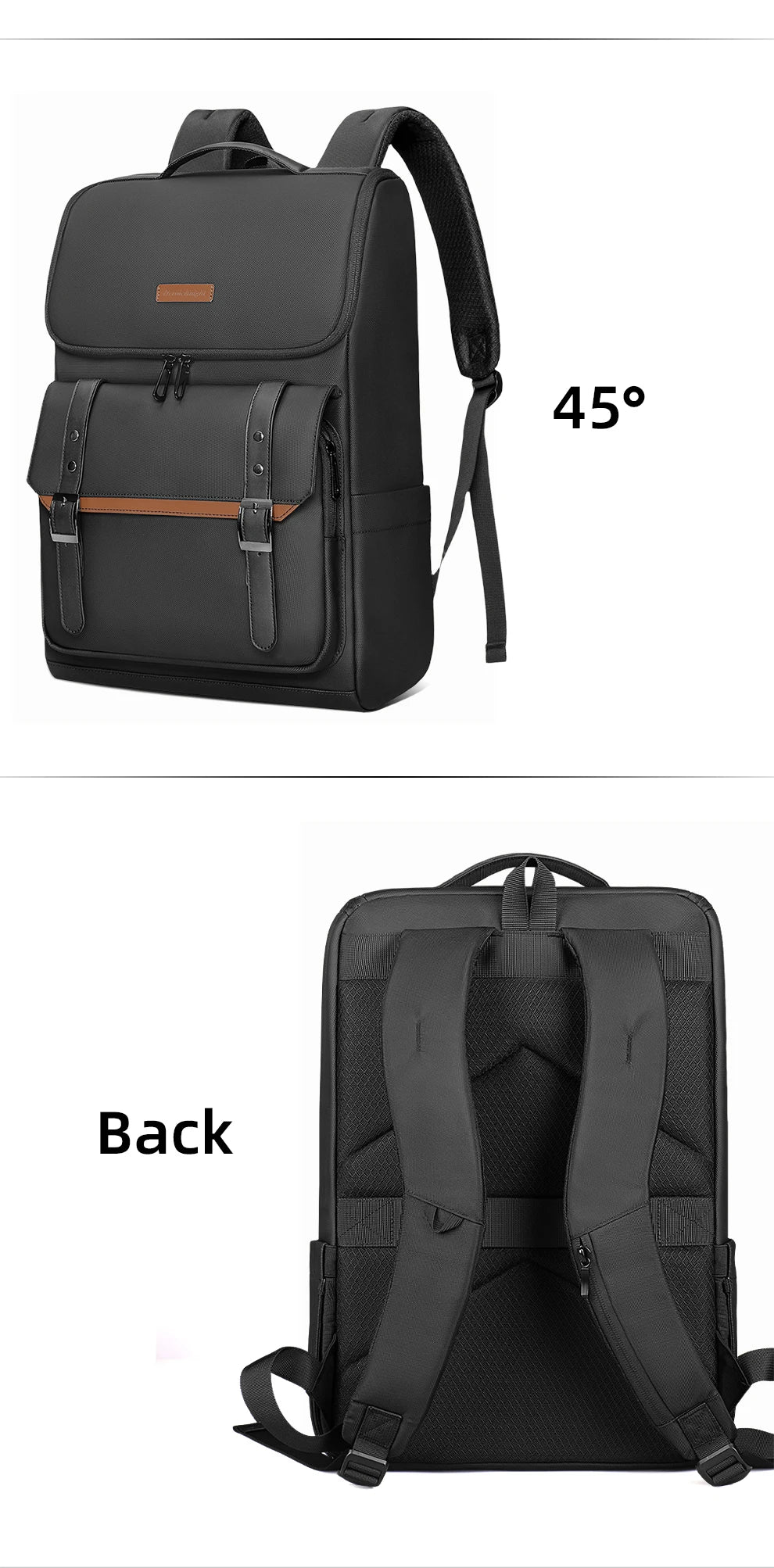 HK Vintage 17.3 inch Laptop Backpack Men Anti-theft Travel Backpack Waterproof Business Computer Bag Daily College Daypack Male