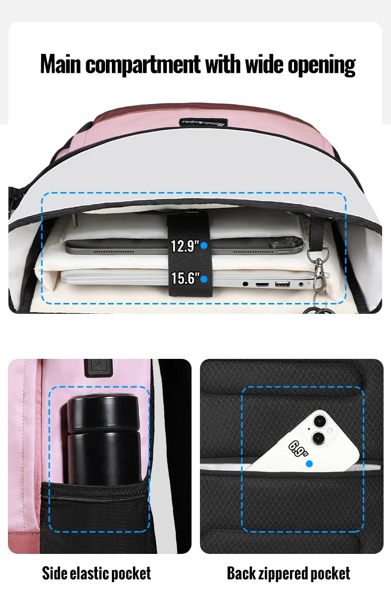 HK Large Capacity Travel Backpack Waterproof 15.6 inch Laptop Backpack With USB Charge Casual Business Travel Bag for Men Women