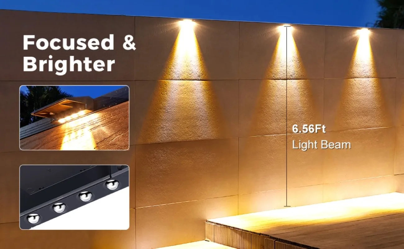 2 Pack Solar Wall Lights 4 LED Solar Fence Lights Outdoor Waterproof Solar Deck Lights Wall Lights for Fence Post Yard Pathway