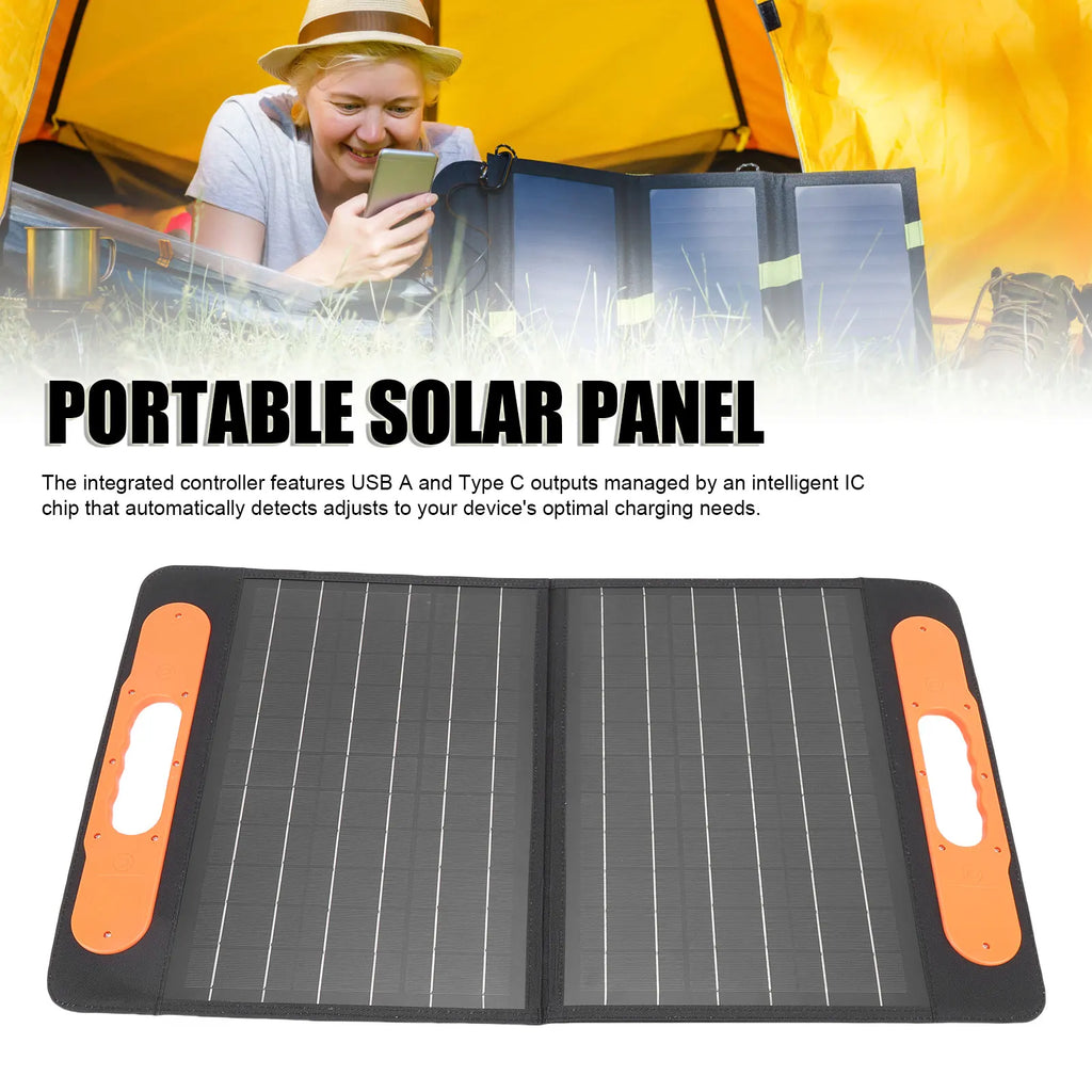 Portable Solar Panel Charger 100W IP67 Rain Proof USB A Type C Output 16V Waterproof Foldable Solar Charger for Camping