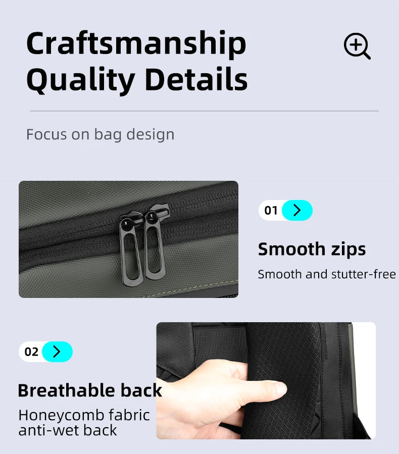 HK Business Travel Backpack Men Waterproof 15.6 inch Laptop Backpack with USB Port Anti-theft Computer College Bag Casual Daypac