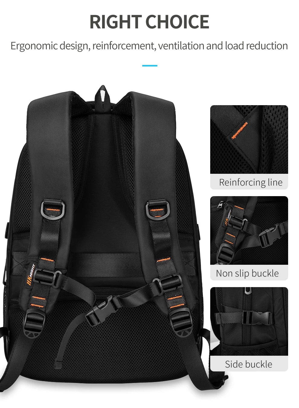 HK Casual 15.6 inch Laptop Backpack Men Large Capacity School Bags Business Travel Backpack Student Sports Backpack YKK Zippers