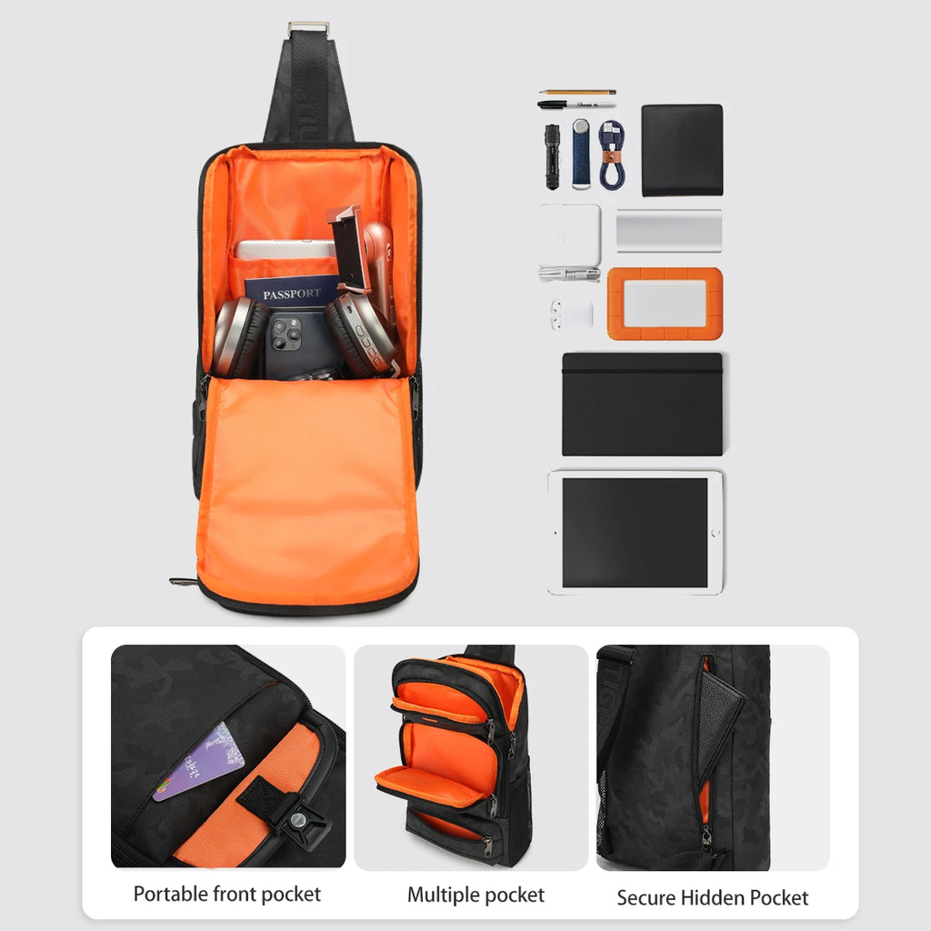 Tigernu Men Fashion Shoulder Bags For Men 9.7 11inch Ipad Bag Chest Pack Men Waterproof Large Capacity Crossbody Bags Mini Bags
