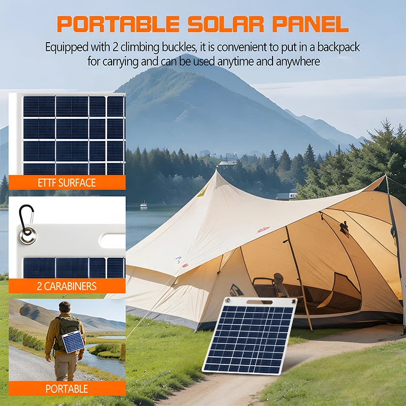 7W Solar Battery Charger Portable double USB-A Solar Panel Emergency Solar Battery Charger for Camping Hiking Doorbell Securit