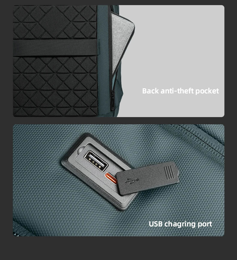 HK-Laptop Backpack Waterproof Embossed Oxford Fabric Large Capacity USB-Equipped Backpack for Commuting School and Business
