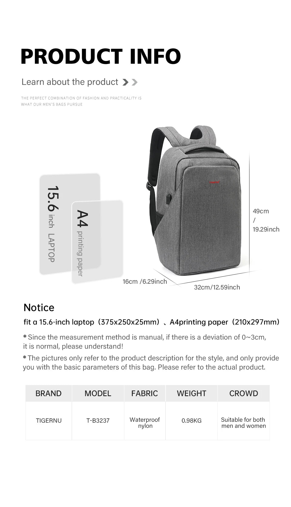 Tigernu Men Anti Theft Backpack 15.6inch Laptop Backpack Bags With USB Port Travel Bags Male Mochila Casual Schoolbags Knapsack
