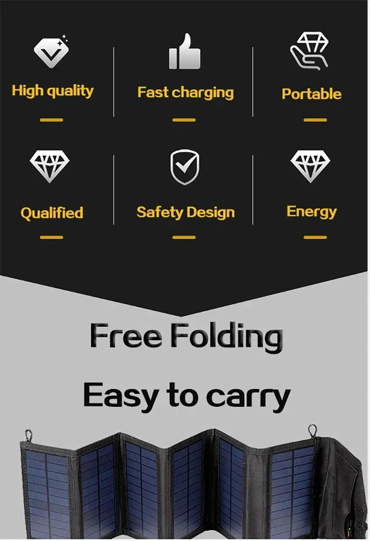 1000W Foldable Solar Panel USB Type C Mobile Phone Charging Outdoor PC Hiking Camping Portable Battery Bank Charging Christmas
